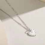 Heart Trendy Pendant Zircon Necklace Sterling Silver