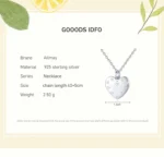 Heart Trendy Pendant Zircon Necklace Sterling Silver