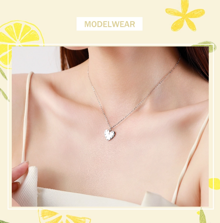 Heart Trendy Pendant Zircon Necklace Sterling Silver