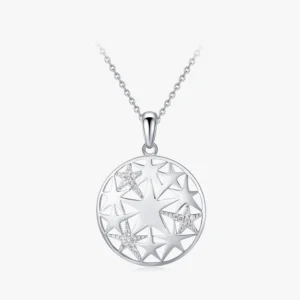 Cubic Zirconia Star Pendant Necklace Sterling Silver