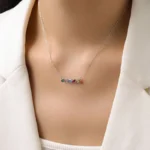 Rainbow CZ Geometric Design Necklace Sterling Silver