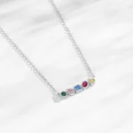 Rainbow CZ Geometric Design Necklace Sterling Silver