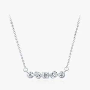 Irregular Geometric Combination Pendant Necklace Sterling Silver