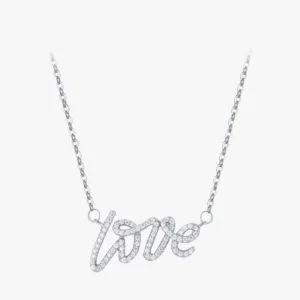 Love Letter CZ Pendant Necklace Sterling Silver