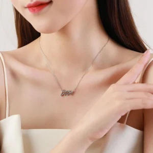 Love Letter CZ Pendant Necklace Sterling Silver