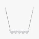 Heart to Heart Zircon Pendant Necklace Sterling Silver