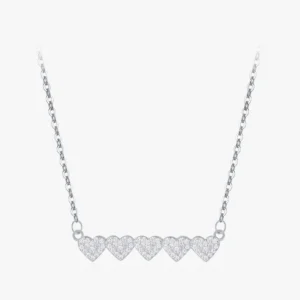 Heart to Heart Zircon Pendant Necklace Sterling Silver