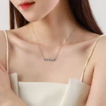 Heart to Heart Zircon Pendant Necklace Sterling Silver