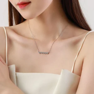 Heart to Heart Zircon Pendant Necklace Sterling Silver