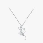 Fine Lizard Zircon Pendant Necklace Sterling Silver