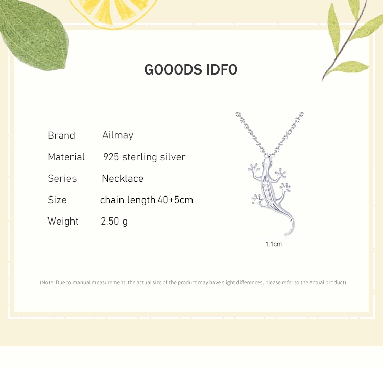 Fine Lizard Zircon Pendant Necklace Sterling Silver