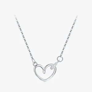 Heart White CZ Necklace Sterling Silver