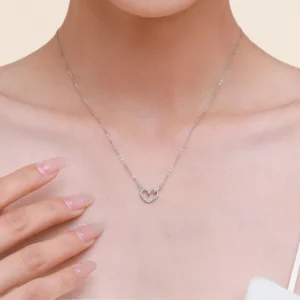 Heart White CZ Necklace Sterling Silver