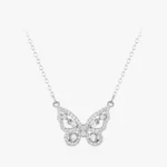 Cz Flying Butterfly Animal Necklace Sterling Silver
