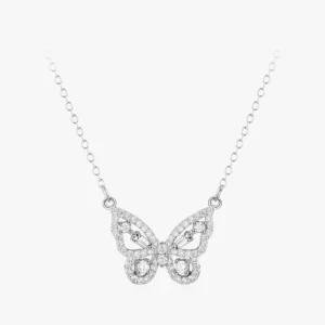 Cz Flying Butterfly Animal Necklace Sterling Silver