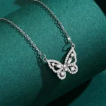 Cz Flying Butterfly Animal Necklace Sterling Silver