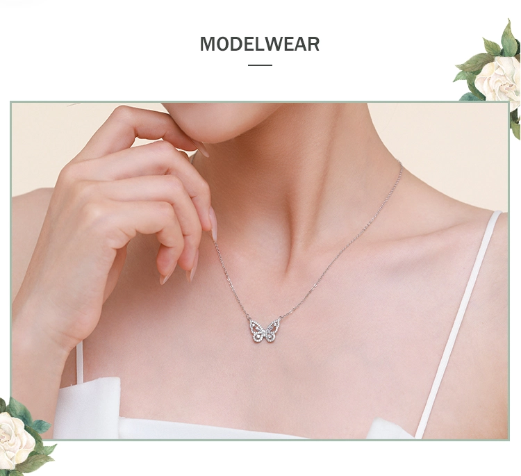 Cz Flying Butterfly Animal Necklace Sterling Silver