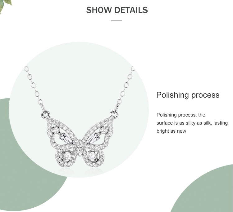 Cz Flying Butterfly Animal Necklace Sterling Silver