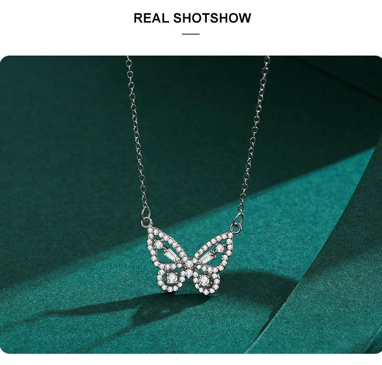 Cz Flying Butterfly Animal Necklace Sterling Silver
