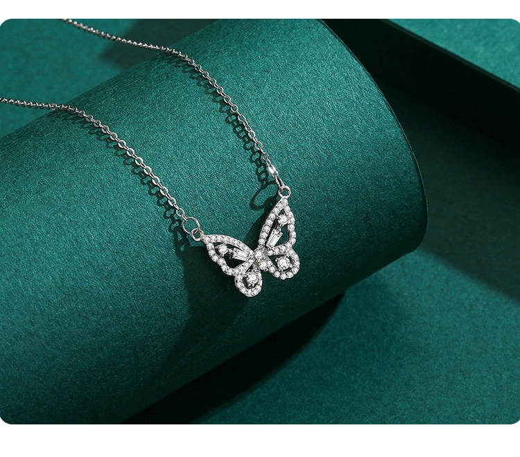 Cz Flying Butterfly Animal Necklace Sterling Silver