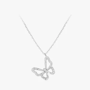 Butterfly Animal White Zircon Necklace Sterling Silver
