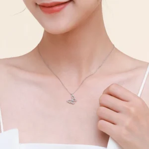 Butterfly Animal White Zircon Necklace Sterling Silver
