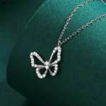 Butterfly Animal White Zircon Necklace Sterling Silver