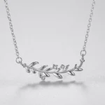 Branches and Leaves Tree Leaf Pendant Necklace Sterling Silver