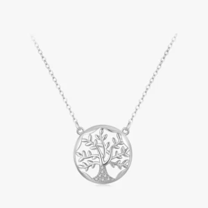 Tree of Life Zircon Pendant Necklaces Sterling Silver