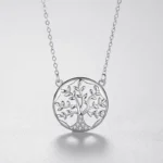 Tree of Life Zircon Pendant Necklaces Sterling Silver