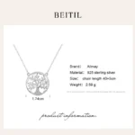 Tree of Life Zircon Pendant Necklaces Sterling Silver