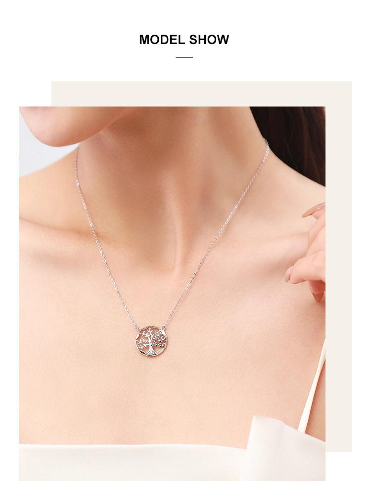 Tree of Life Zircon Pendant Necklaces Sterling Silver