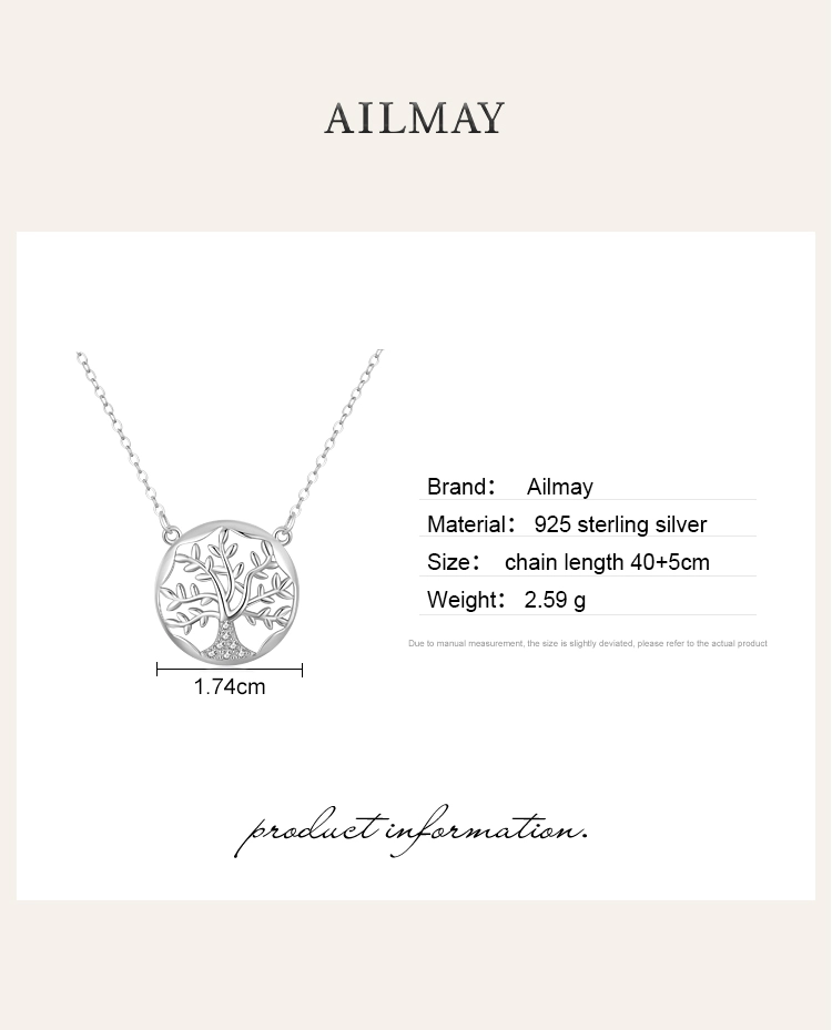 Tree of Life Zircon Pendant Necklaces Sterling Silver