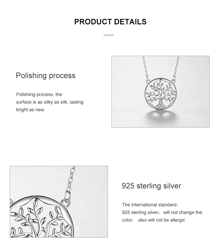 Tree of Life Zircon Pendant Necklaces Sterling Silver