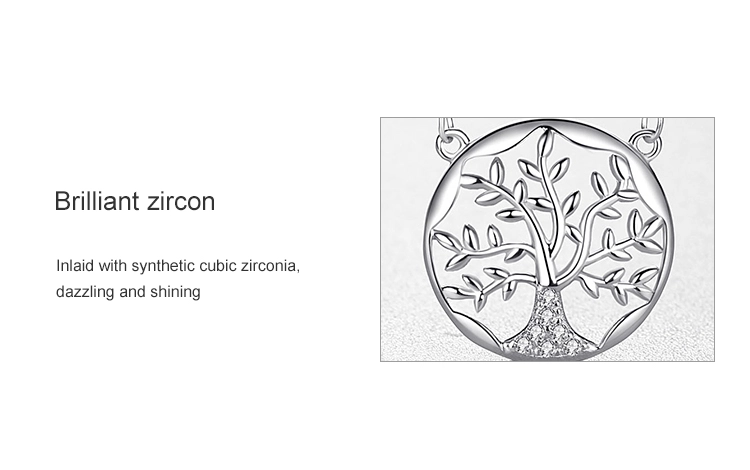 Tree of Life Zircon Pendant Necklaces Sterling Silver