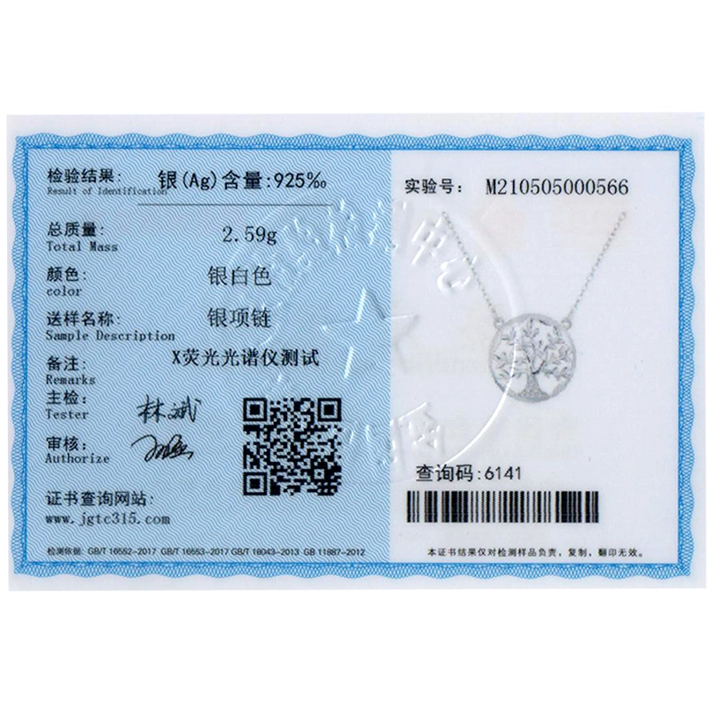 Tree of Life Zircon Pendant Necklaces Sterling Silver
