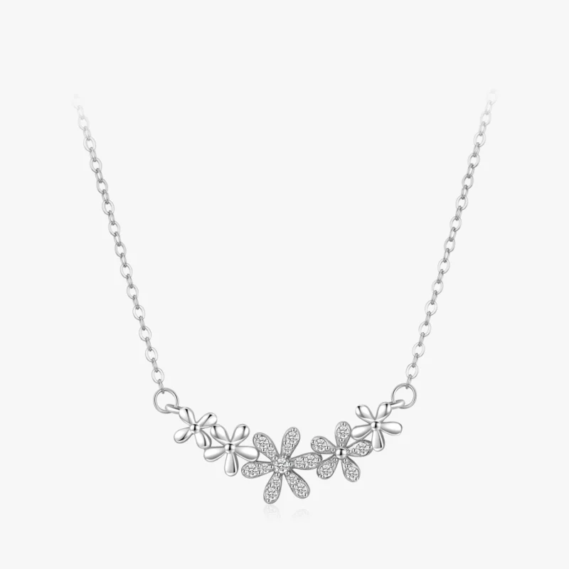 Daisy Smiling Flower Necklaces Zircon Sterling Silver