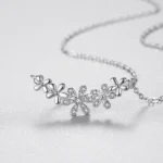 Daisy Smiling Flower Necklaces Zircon Sterling Silver