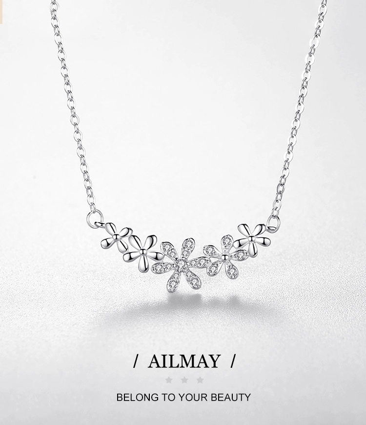 Daisy Smiling Flower Necklaces Zircon Sterling Silver