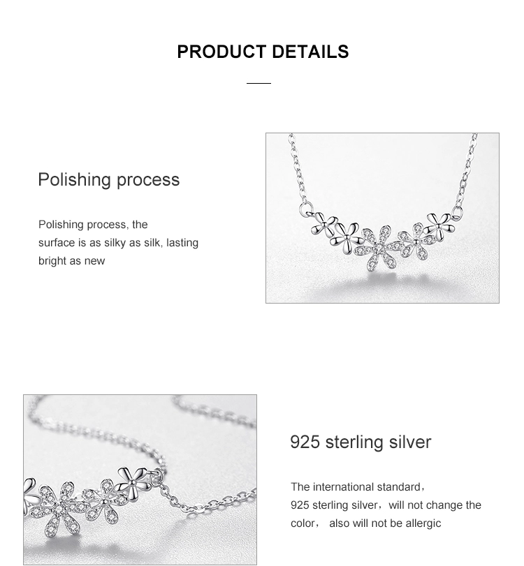 Daisy Smiling Flower Necklaces Zircon Sterling Silver