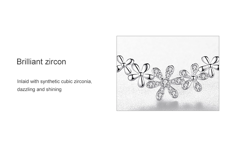 Daisy Smiling Flower Necklaces Zircon Sterling Silver