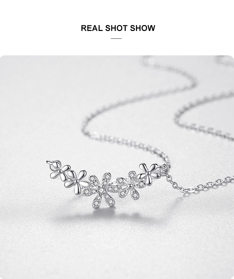 Daisy Smiling Flower Necklaces Zircon Sterling Silver