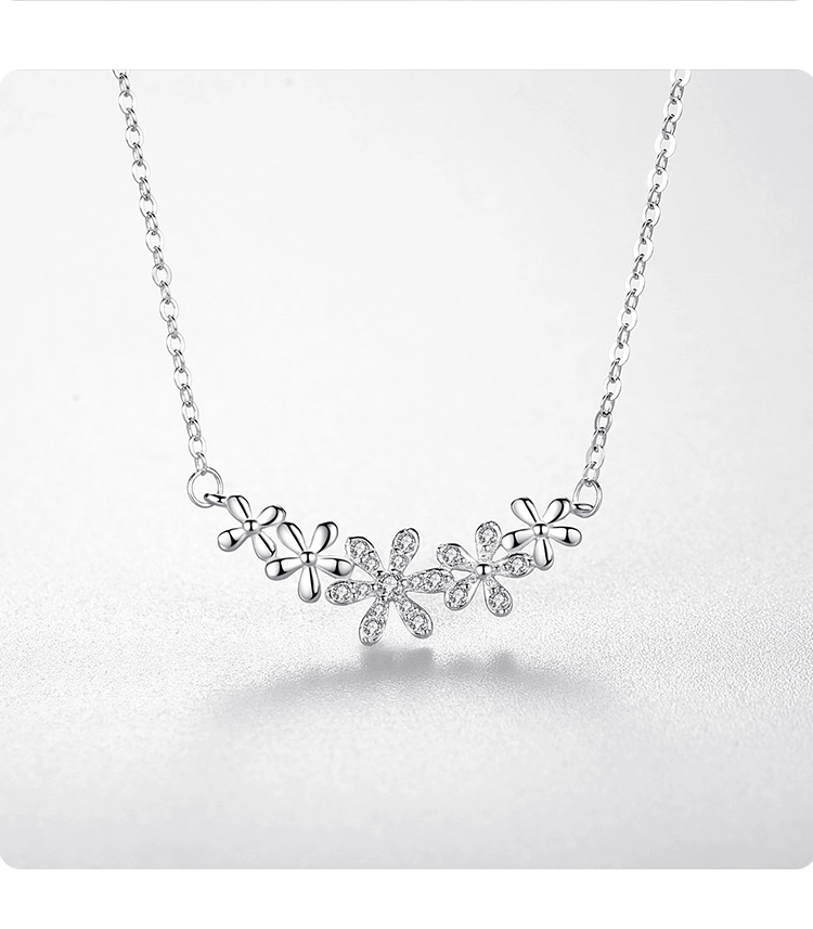 Daisy Smiling Flower Necklaces Zircon Sterling Silver