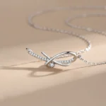 CZ Geometric Design Pendant Necklace Sterling Silver