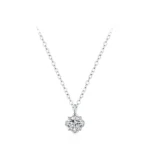 Zircon Flower Pendant Necklace Sterling Silver