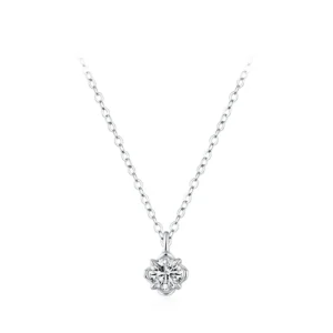 Zircon Flower Pendant Necklace Sterling Silver