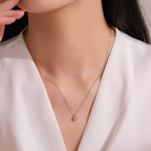 Zircon Flower Pendant Necklace Sterling Silver