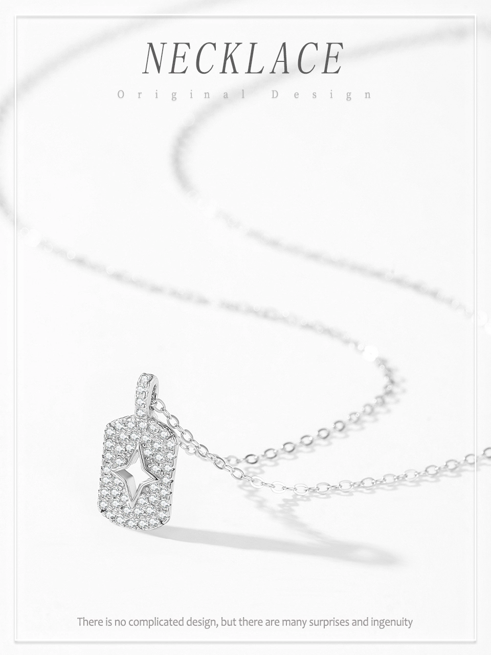 Zircon Flower Pendant Necklace Sterling Silver