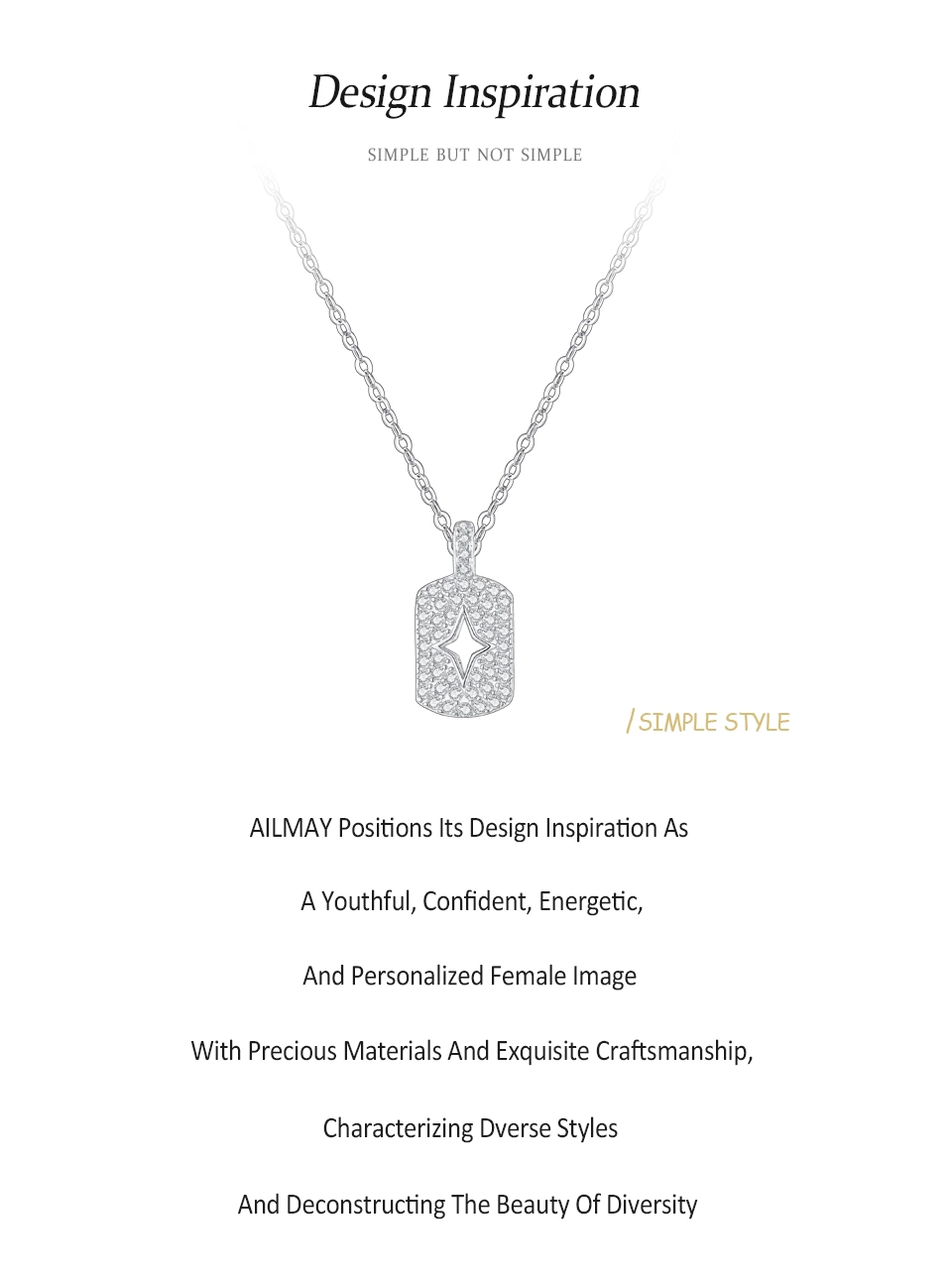 Zircon Flower Pendant Necklace Sterling Silver