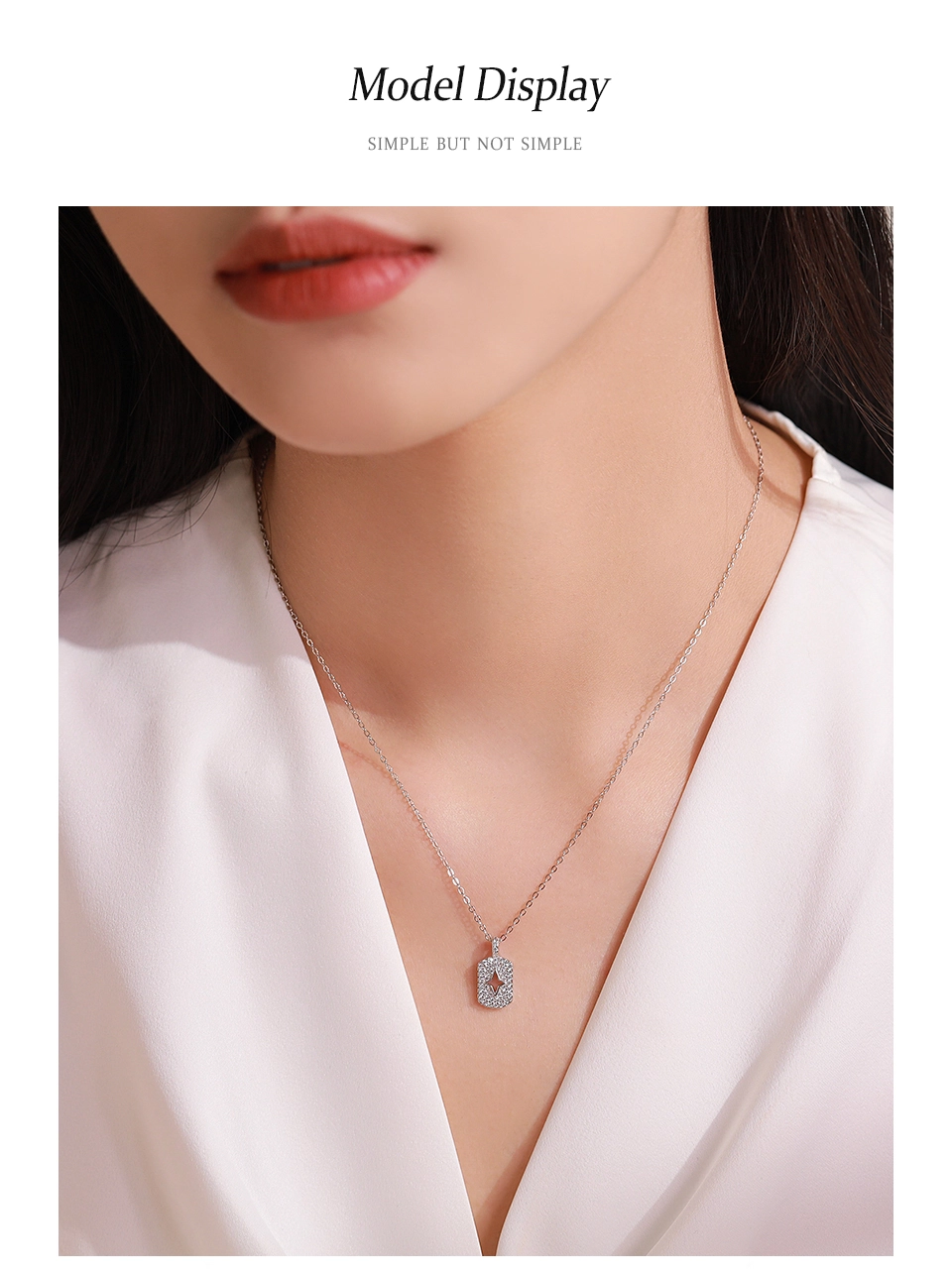 Zircon Flower Pendant Necklace Sterling Silver